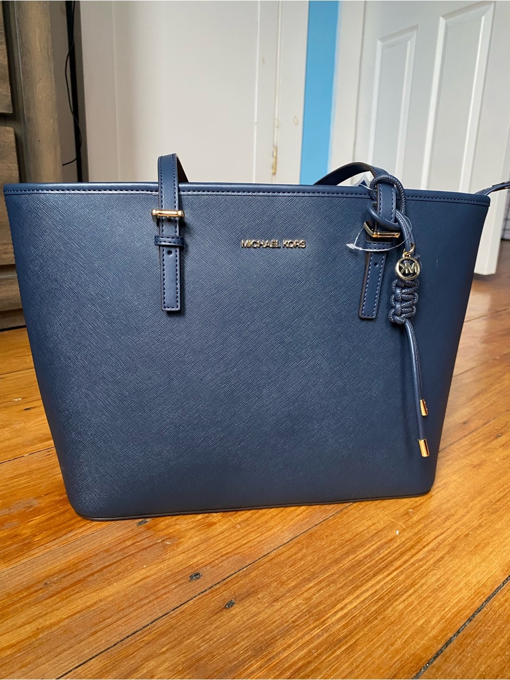 Michael Kors Women's Navy Tote Bag with hang charm NAVY NWT priced at $398